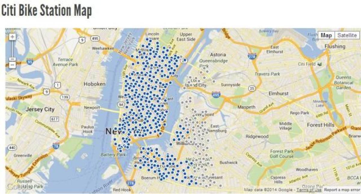 سيتي الدراجة خريطة مدينة نيويورك