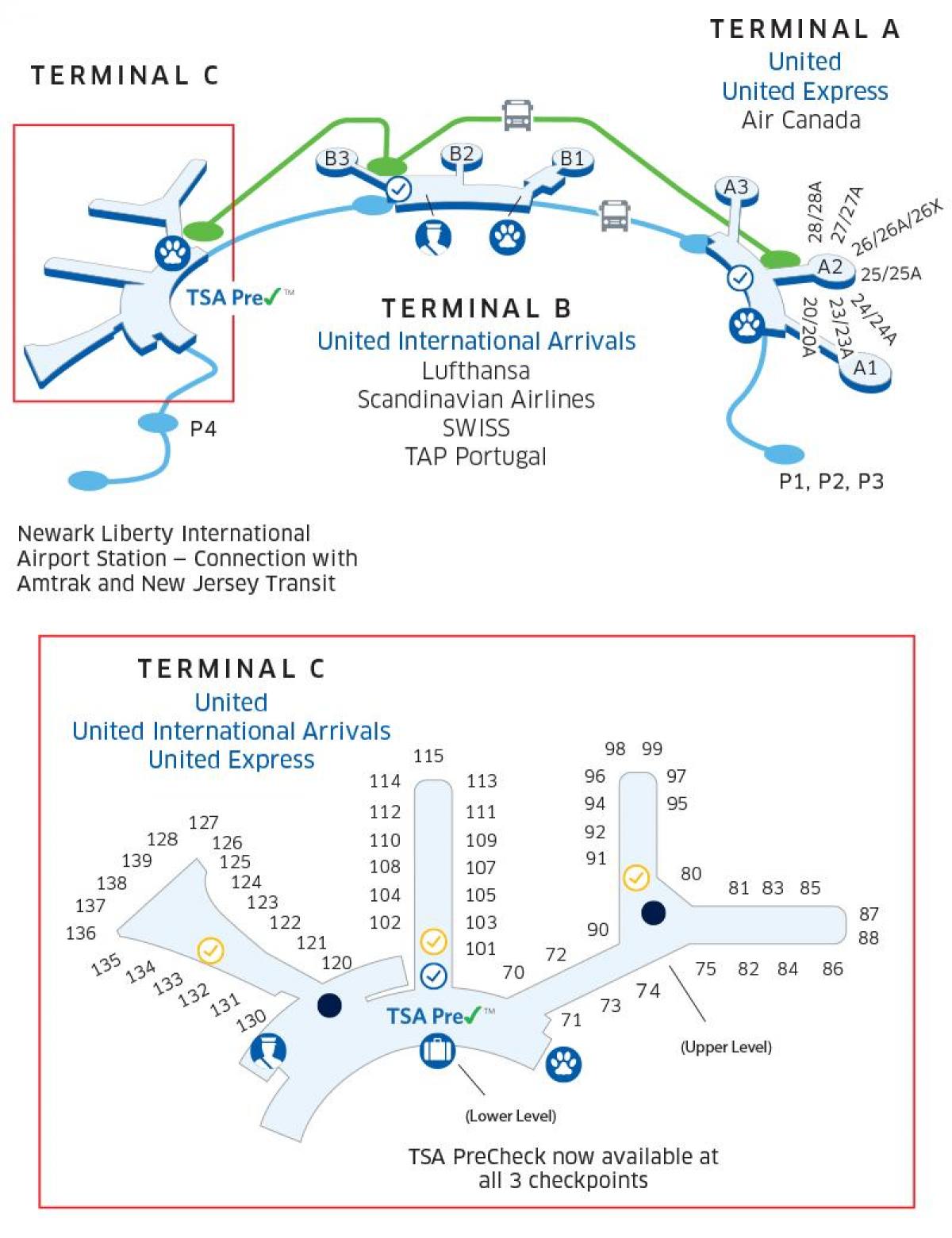 مطار نيوارك المتحدة خريطة