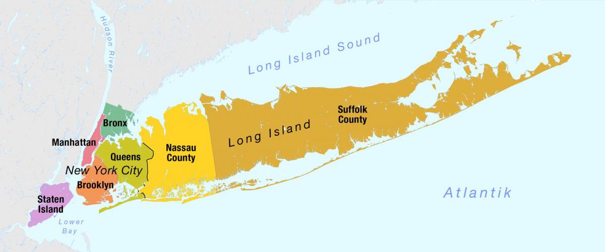 خريطة مدينة نيويورك بما في ذلك جزيرة طويلة