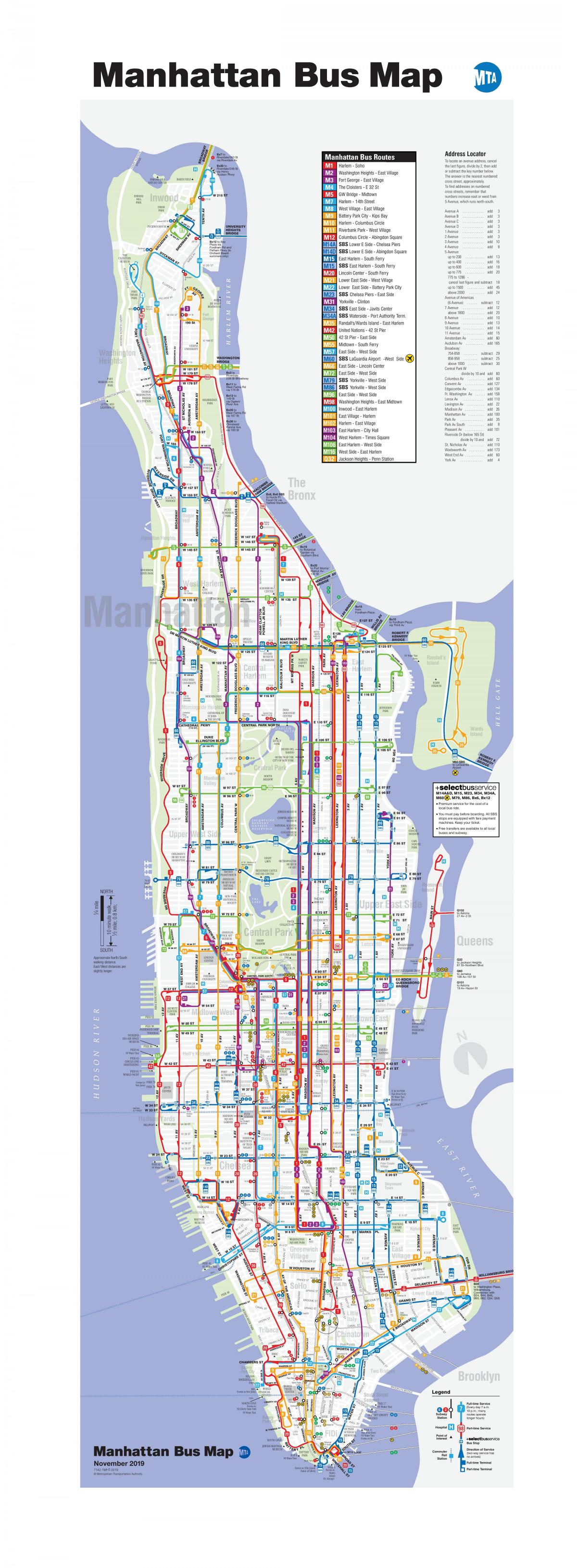 مدينة نيويورك خطوط الحافلات خريطة