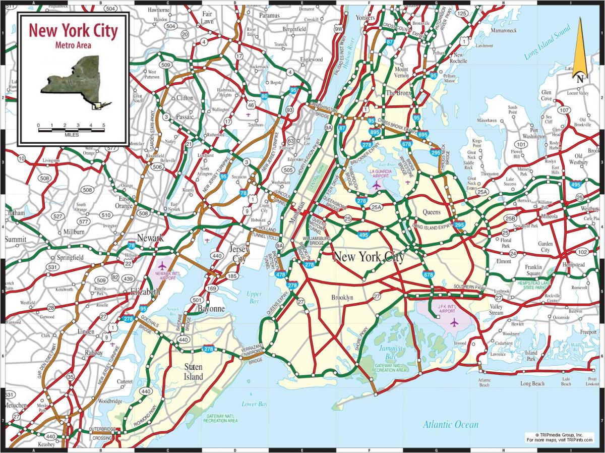 مدينة نيويورك الطرق خريطة