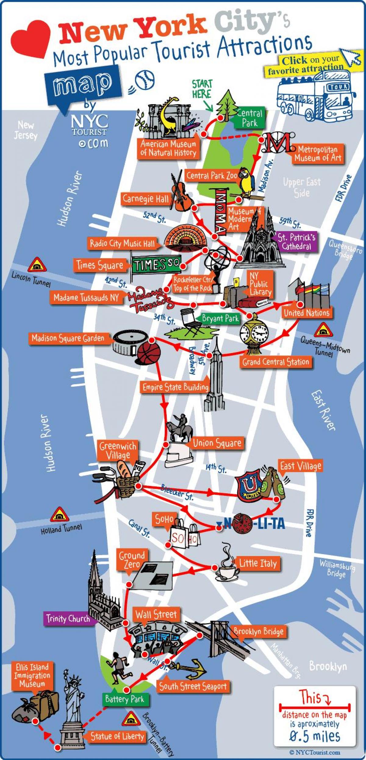 نيويورك مناطق الجذب السياحي خريطة
