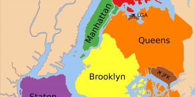 خريطة الأحياء الخمسة لمدينة نيويورك